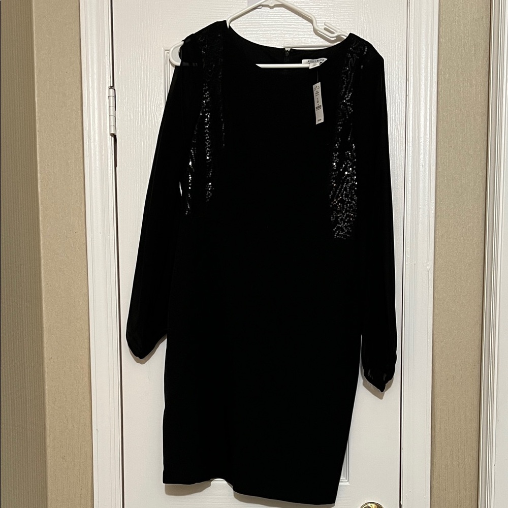 White House Black Market Black Sequin Dress NWT